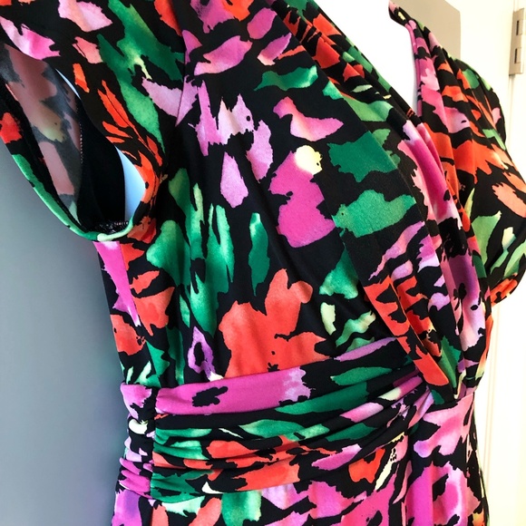 Lovely Nina Leonard Colourful Dress Size Large. - Picture 6 of 13